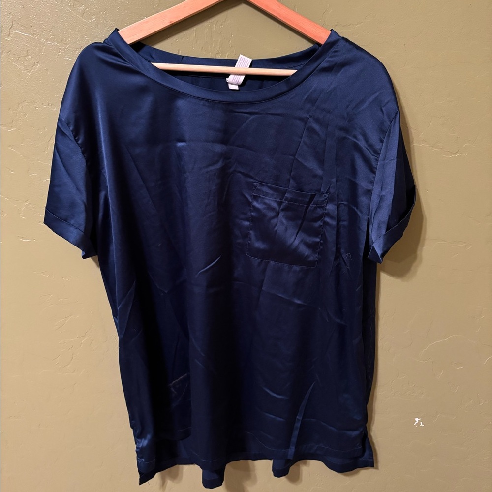 Stars Above Blue Silk Sleep Shirt